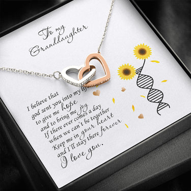 custom Interlocked Heart Necklace To My Granddaughter Keep Me In Your Heart, Gifts For Granddaughter From Grandmother, granddaughter Birthday, Gifts for girl, Gifts for her, Gifts for woman Birthday